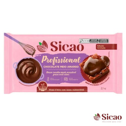 Chocolate Profissional Sicao Meio Amargo Barra 2,1kg para Confeitaria e Chocolateria de Alta Performance – Chocolândia