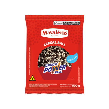 Confeito Crocante Cereal Chocopower Mini Ao Leite Branco Mavalério 500g