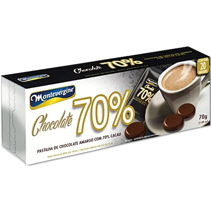 Chocolate Amargo 70% Cacau Montevérgine 70g