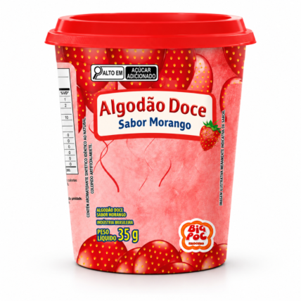 Algodão Doce Sabor Morango Big Poc Pote 35g Chocolândia