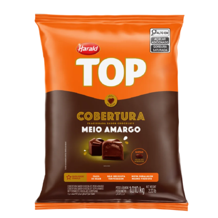 Cobertura Fracionada em Gotas Meio Amargo Top Harald 1,01kg