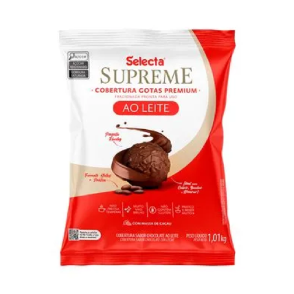Cobertura Fracionada em Gotas Sabor Chocolate Ao Leite Supreme Selecta 1,01kg