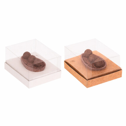 Caixa Classic Alta Ideia Off White/Kraft para Ovo de Páscoa 150g a 250g 5 Unidades Chocolândia