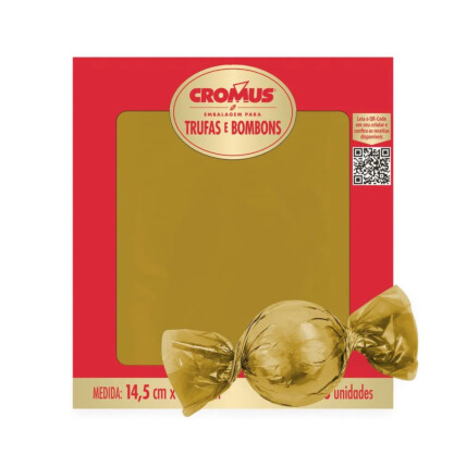 Embalagem para Trufa Ouro Cromus 14,5x15,5cm 100 Unidades para Confeitaria Chocolandia
