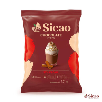 Chocolate em Pó 33% Cacau Sicao 1,01kg para Confeitaria Profissional Chocolandia