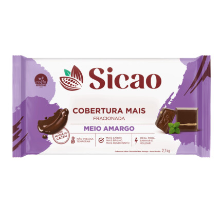 Cobertura Fracionada Mais Sicao Barra Meio Amargo 2,1kg para Confeitaria – Chocolândia