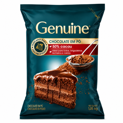 Chocolate em Pó 50% Cacau Genuine 1,05kg para Confeitaria Gourmet Chocolandia