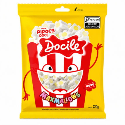 Marshmallow Docile Maxmallows Pipoca 220g Doce Macio para Festas Chocolandia