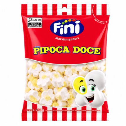 Marshmallow Fini Pipoca 250g Doce Macio Sabor Baunilha para Festas Chocolandia