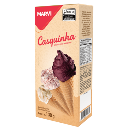 Casquinha para Sorvete Biscoito Doce Tradicional Marvi Caixa 138g Chocolandia