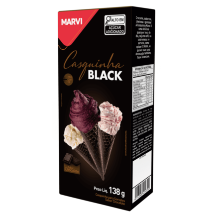 Casquinha Biscoito Doce Black Marvi 138g Crocante para Sorvetes e Sobremesas Chocolandia