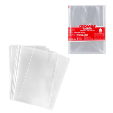 Saco Transparente Incolor com 100un 10x14cm Cromus