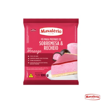 Pó para Preparo de Sobremesa e Recheios Morango Mavalério 100g Chocolandia