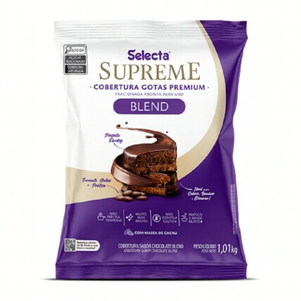 Cobertura Fracionada em Gotas Blend Supreme Selecta 1,01kg – Sabor Equilibrado, Alta Performance e Fácil Derretimento | Chocolândia