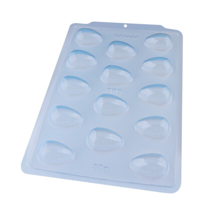Forma de Acetato com Silicone Especial Ovo de Páscoa Liso 30g BWB para Mini Ovos Chocolandia