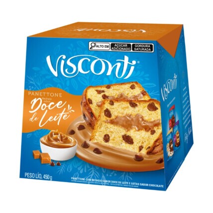 Panettone Sabor Doce de Leite Visconti 450g – Recheio Cremoso, Massa Fofinha e Sabor Irresistível | Chocolândia