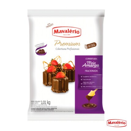 Cobertura Fracionada em Gotas Meio Amargo Premium Mavalério 1,01kg