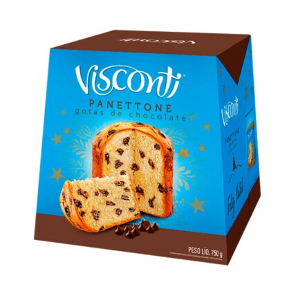 Panettone com Gotas de Chocolate Visconti 400g – Massa Fofinha, Sabor Marcante e Tradição Natalina | Chocolândia