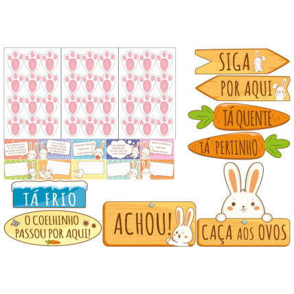 Kit Caça aos Ovos Ideia Páscoa Colorir 54 Peças para Brincadeiras e Decoração Chocolandia