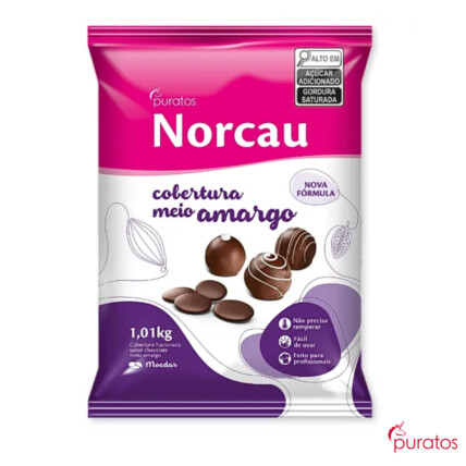 Cobertura Fracionada em Gotas Meio Amargo Norcau Premium 1,01kg