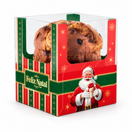 Embalagem Caixa Encanto para Mini Panetone 70 a 100g Feliz Natal 10x10x12cm 10un Ideia Chocolandia