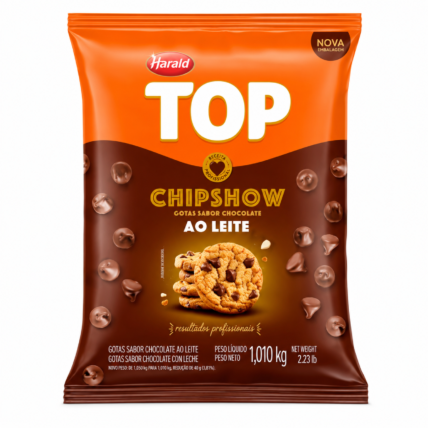 Cobertura Chipshow Top Sabor Chocolate ao Leite Harald 1,01kg Gotas Forneáveis Chocolandia