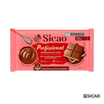 Chocolate Profissional Sicao ao Leite 2,1kg Barra para Confeitaria e Sobremesas – Chocolândia
