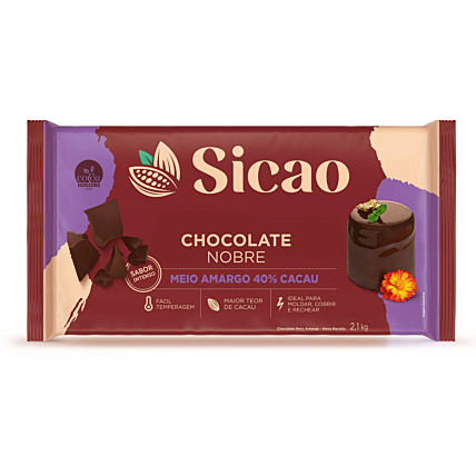 Chocolate Nobre Meio Amargo em Barra Sicao 2,1kg