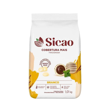 Cobertura de Chocolate Branco em Gotas Fracionada Mais Sicao 1,01kg
