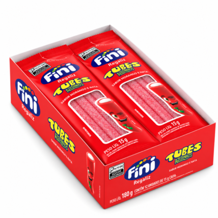 Bala Fini Tubes Azedinhos Morango Cítrico 12x15g 180g Chocolandia