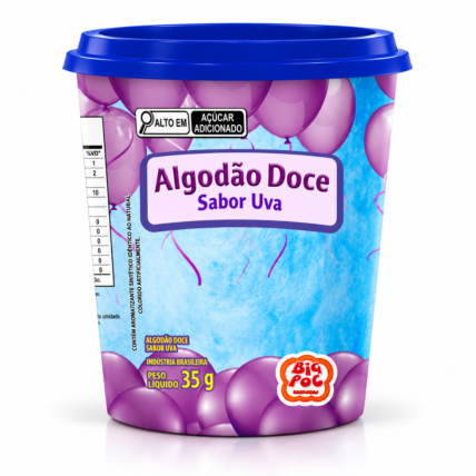 Algodão Doce Sabor Uva Big Poc Pote 35g Pronto para Consumo Chocolândia
